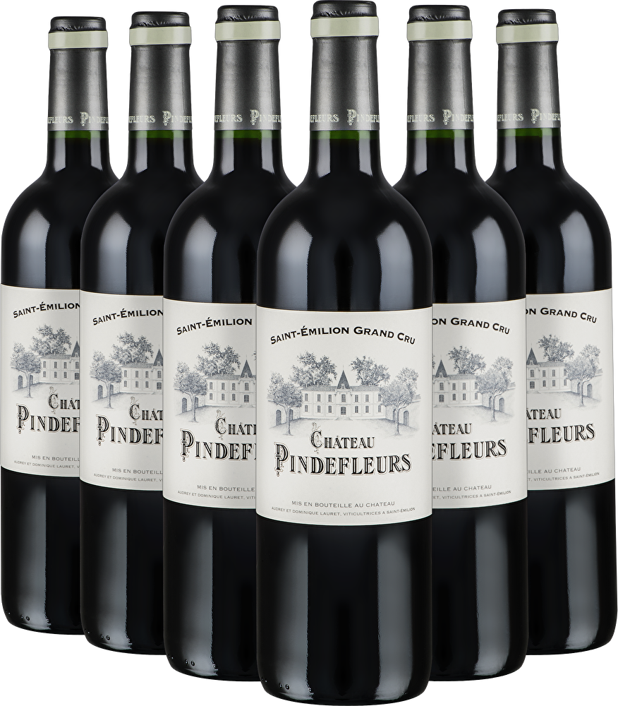 Château Pindefleurs 6 Flaschen Château Pindefleurs Grand Cru 2022 in Holzkiste