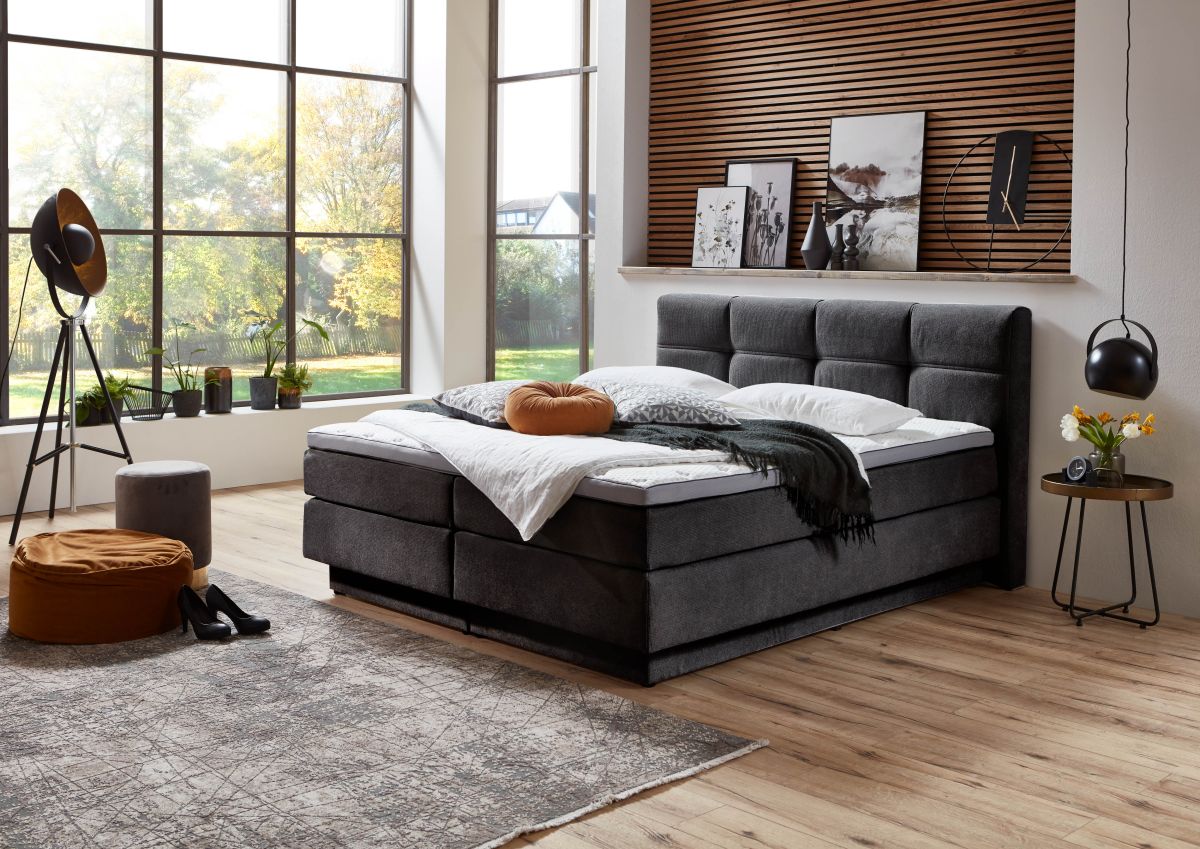 Sun Garden Boxspringbett Portage mit Bettkasten Anthrazit 180 x 200 cm