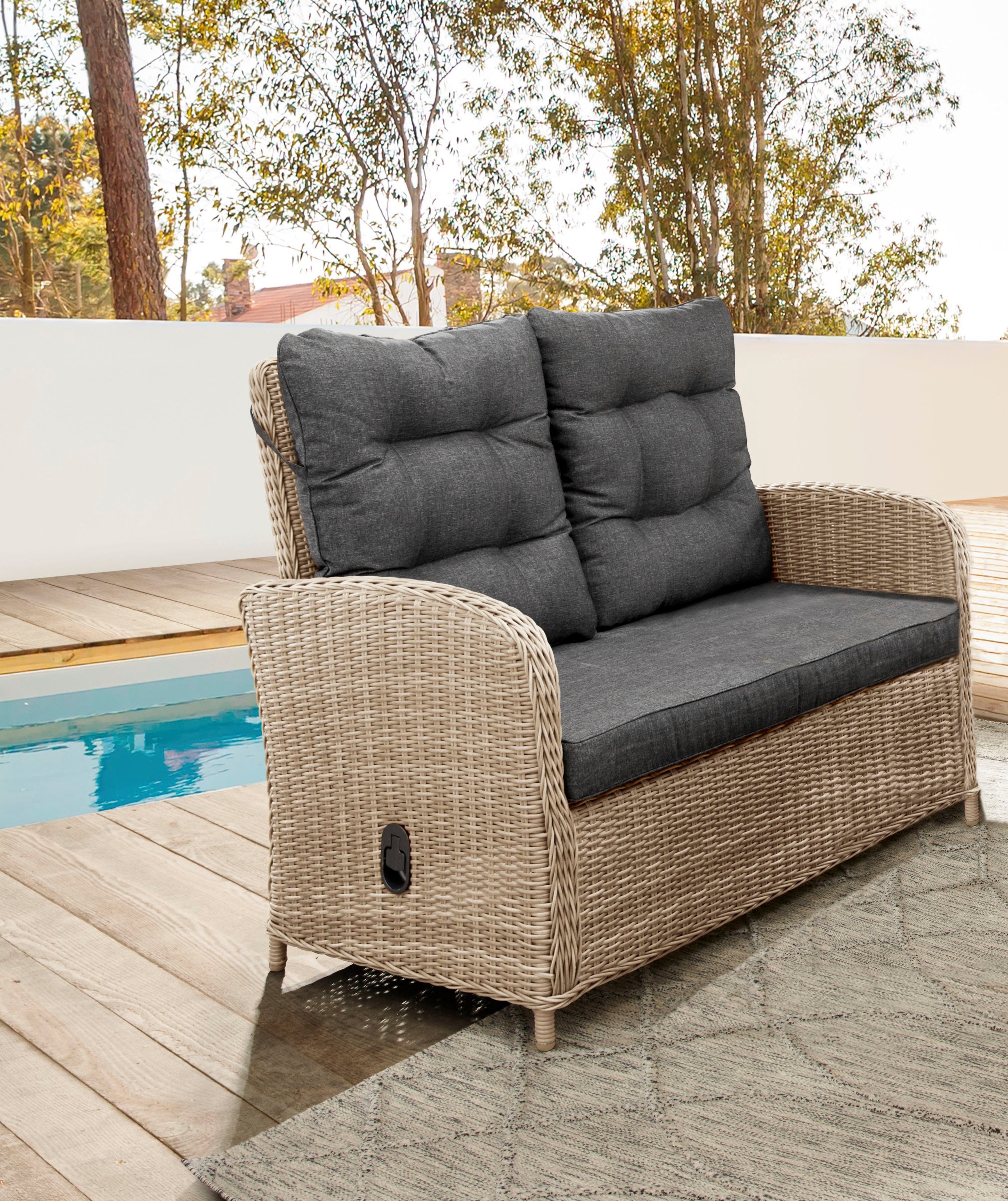 Destiny Loungesofa MERANO II, Polyrattan, Rückenlehne stufenlos verstellbar, inkl. Auflagen