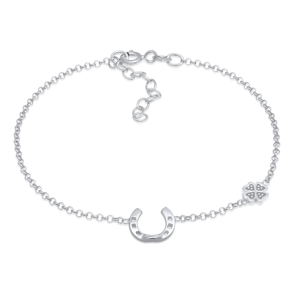 Nenalina Nenalina Bracelet Trèfle en fer à cheval pour dames réglable avec émail en argent Bracelet