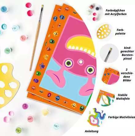 CreArt Lustige Monster - Malen nach Zahlen für Kinder ab 5 Jahren