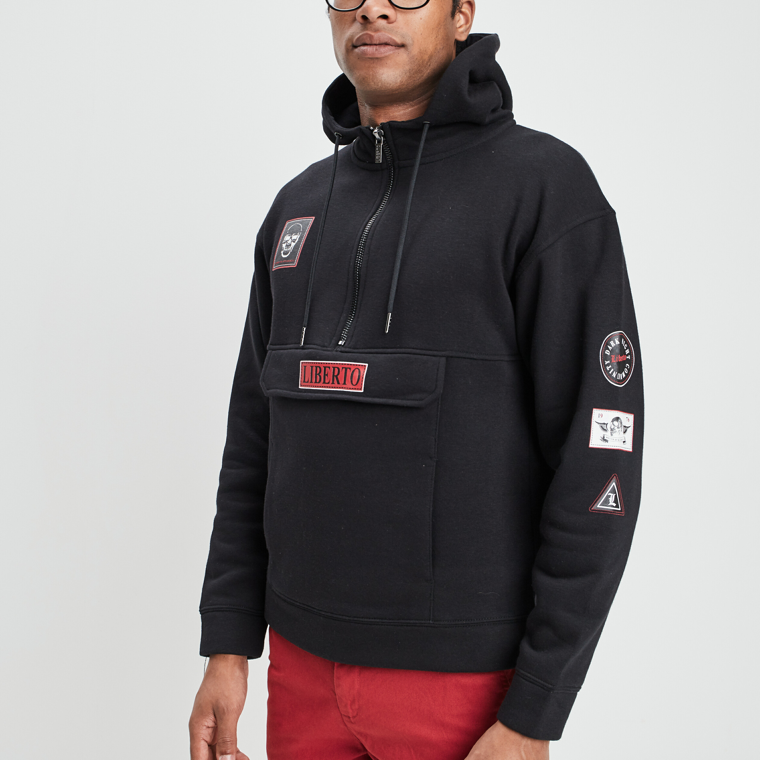 Sweat à capuche hoodie Liberto noir homme | La Halle