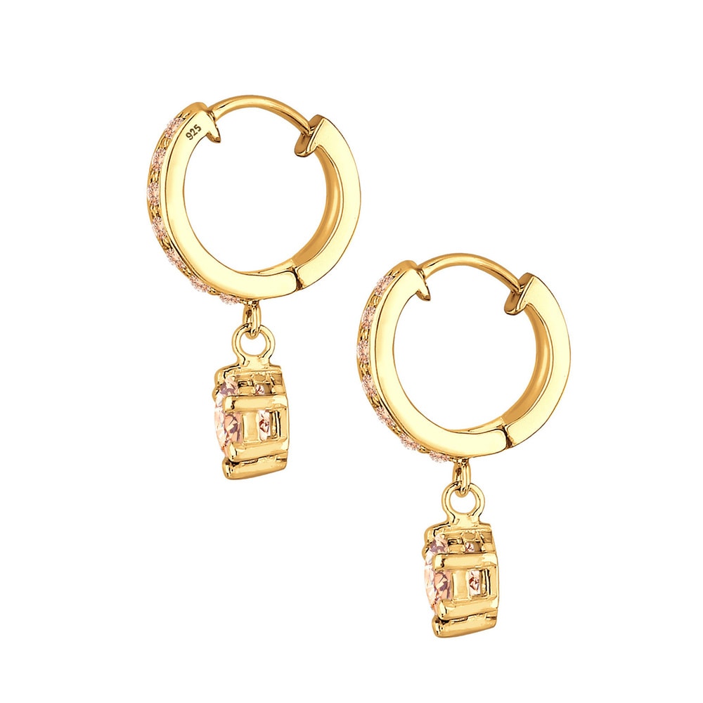 Elli Elli Boucles d'Oreilles Créoles Pendentif Scintillant avec des Cristaux Zircone B Boucles d'oreilles