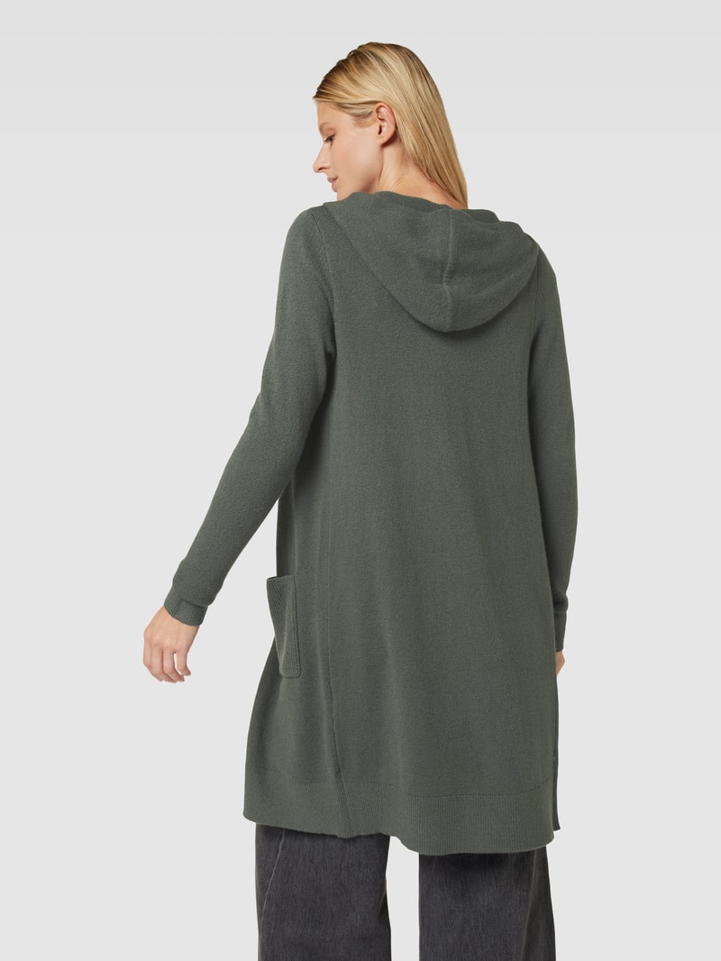 Longcardigan mit Kapuze in dunkelgrün