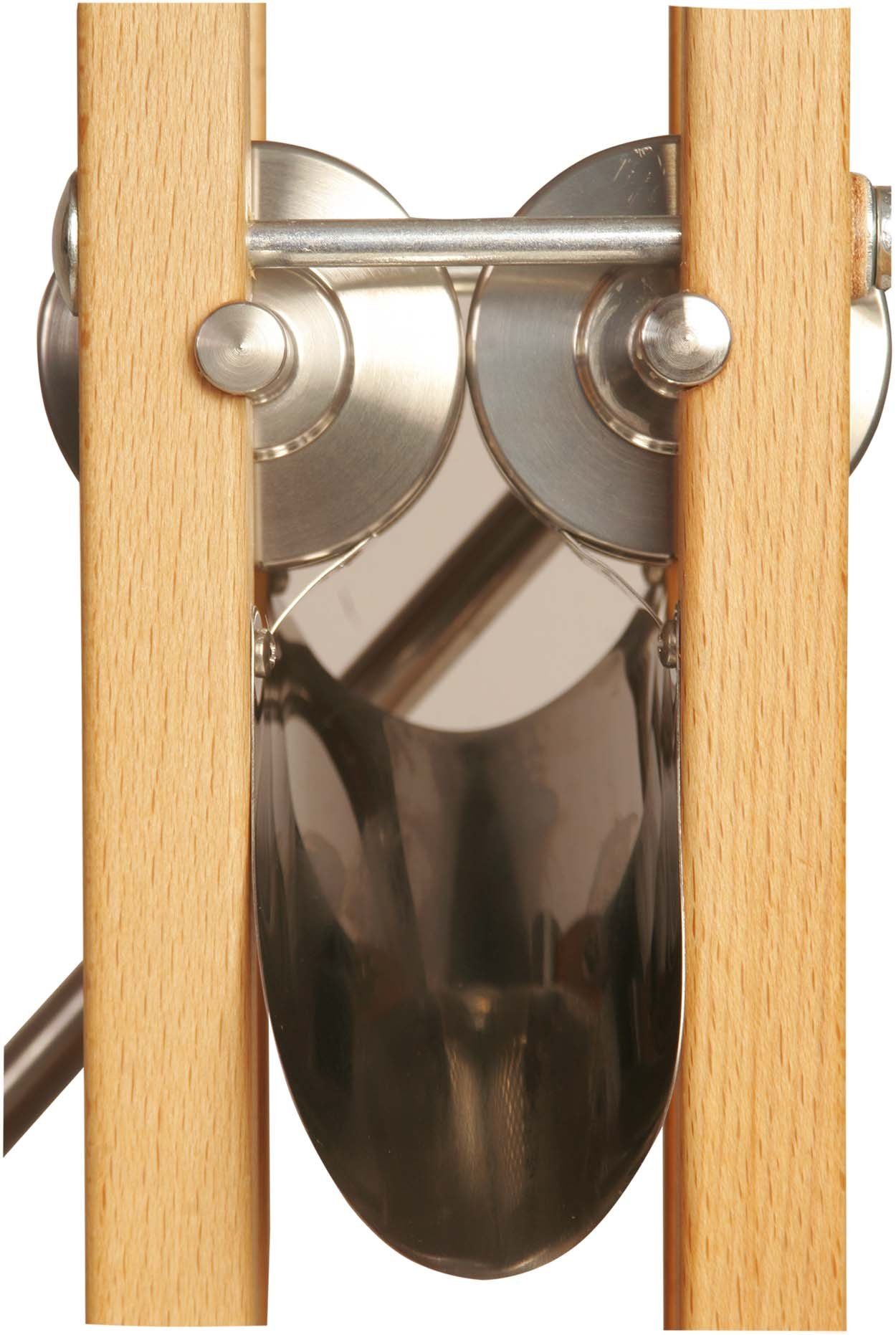 Eschenfelder Getreidemühle Kornquetsche Flockenquetsche Tischmodell Holztrichter abnehmbar Manuell, (3 Stück), Kurbel 25cm mit Tisch-Schraubzwinge und Reinigungsbürste gratis dazu