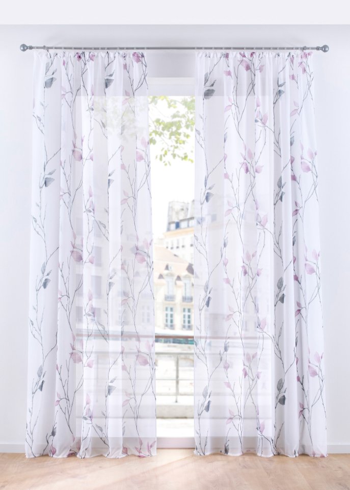 Gardine mit Blumenmuster(1er Pack)