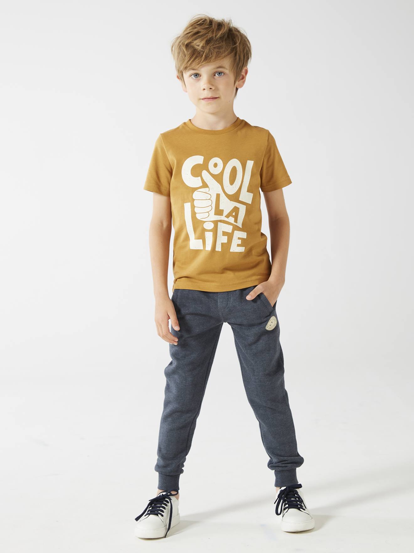 T-shirt imprimé Basics garçon manches courtes ocre
