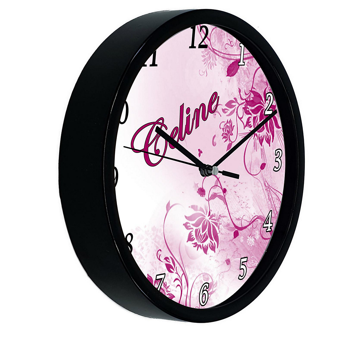 Kinder Wanduhr personalisiert mit Name Blumenranke Brombeere