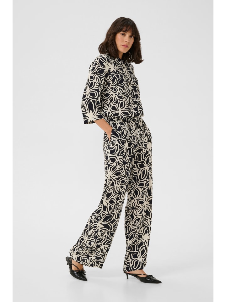 Kaffe Overall KAsanne in Black / Light Beige Flower günstig kaufen