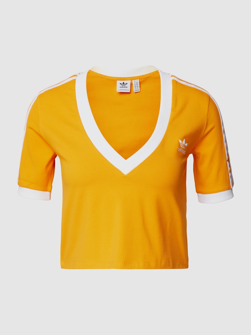 Crop T-Shirt mit V-Ausschnitt in orange
