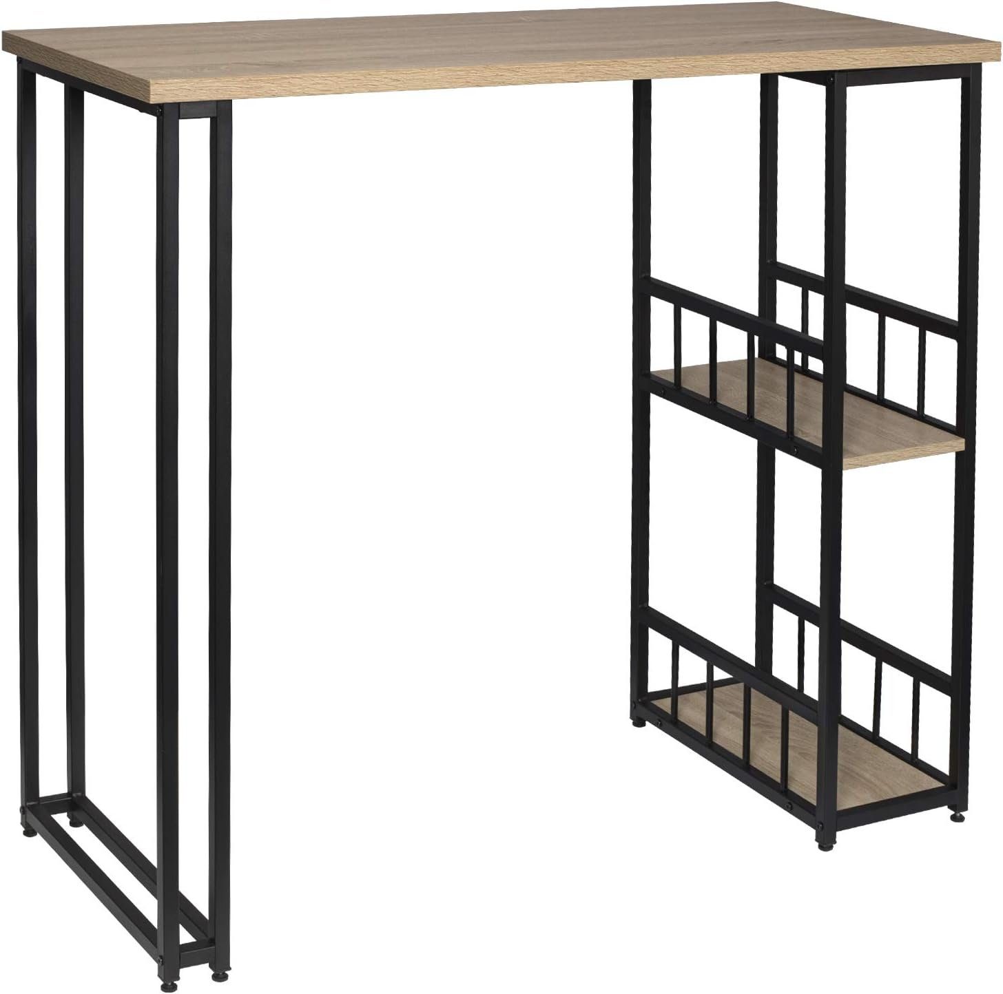 Woltu Bartisch (1-St), Bartisch mit 2 Ablagefläche aus Metallgestell & MDF