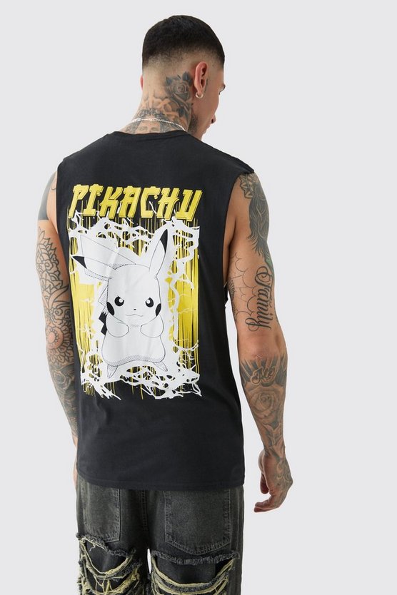 Tall schwarzes Tanktop mit Pikachu-Print