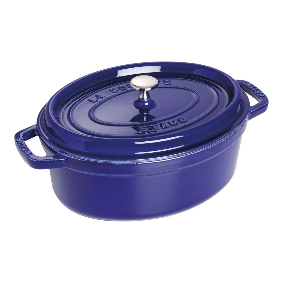Cocotte 29 cm, oval, Dunkelblau, Gusseisen