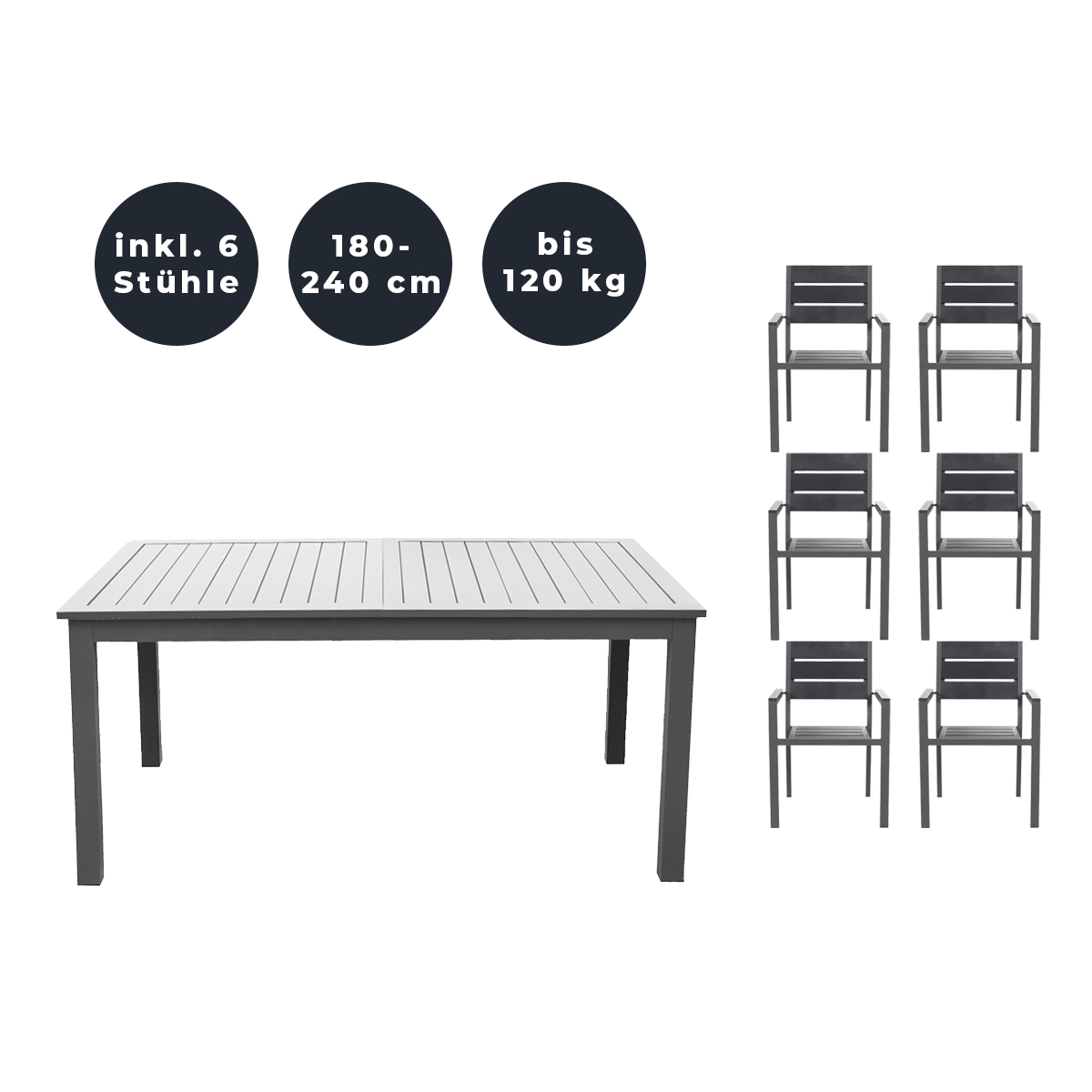 Home Deluxe Sitzgruppe CASA MADERA 6 Stühle