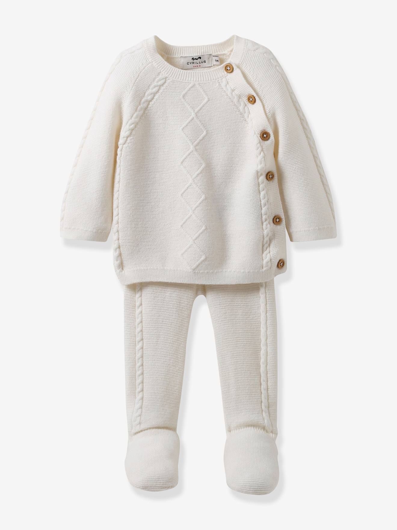 Cyrillus Baby-Set: Jacke & Hose CYRILLUS, Bio-Baumwolle/Wolle - wollweiß