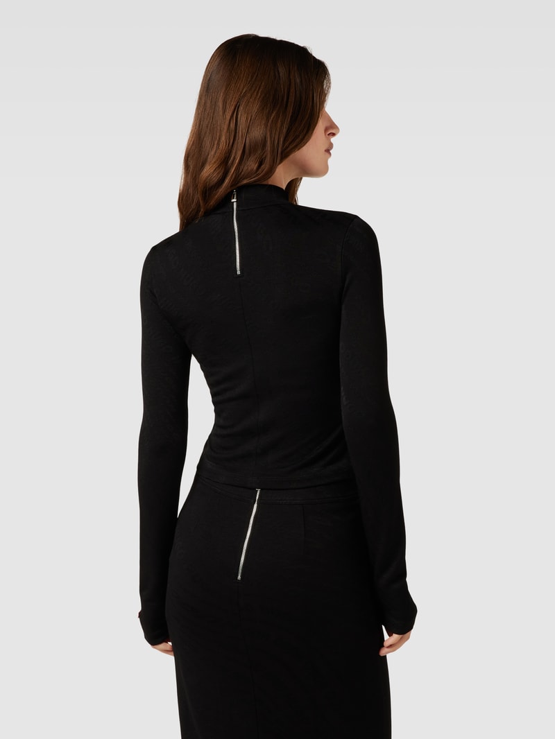 Longsleeve mit Stehkragen Modell 'Dartemis' in schwarz