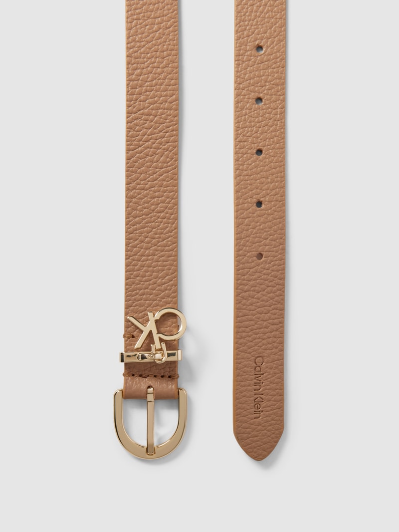 Ledergürtel mit Label-Applikation Modell 'FRAME CHARM BUCKLE' in gelb
