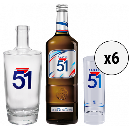 PACK PASTIS 51 ÉDITION LIMITÉE + CARAFE + 6 VERRES TUBES