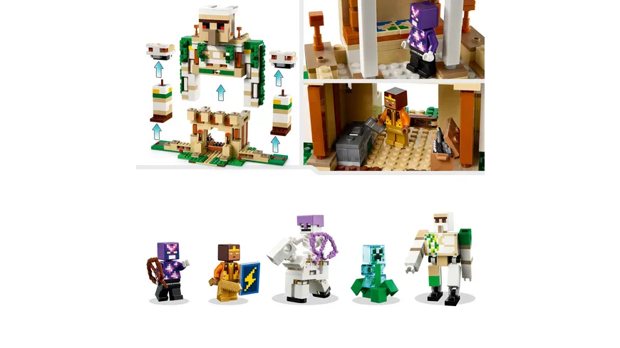 LEGO Minecraft 21250 Die Eisengolem-Festung, Spielzeug-Set mit Creeper