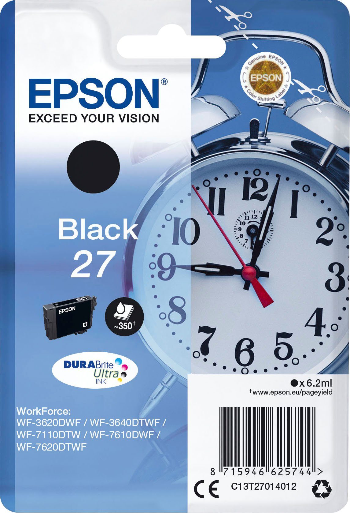 Epson 27 Tintenpatrone (original Druckerpatrone 27 schwarz T2701)