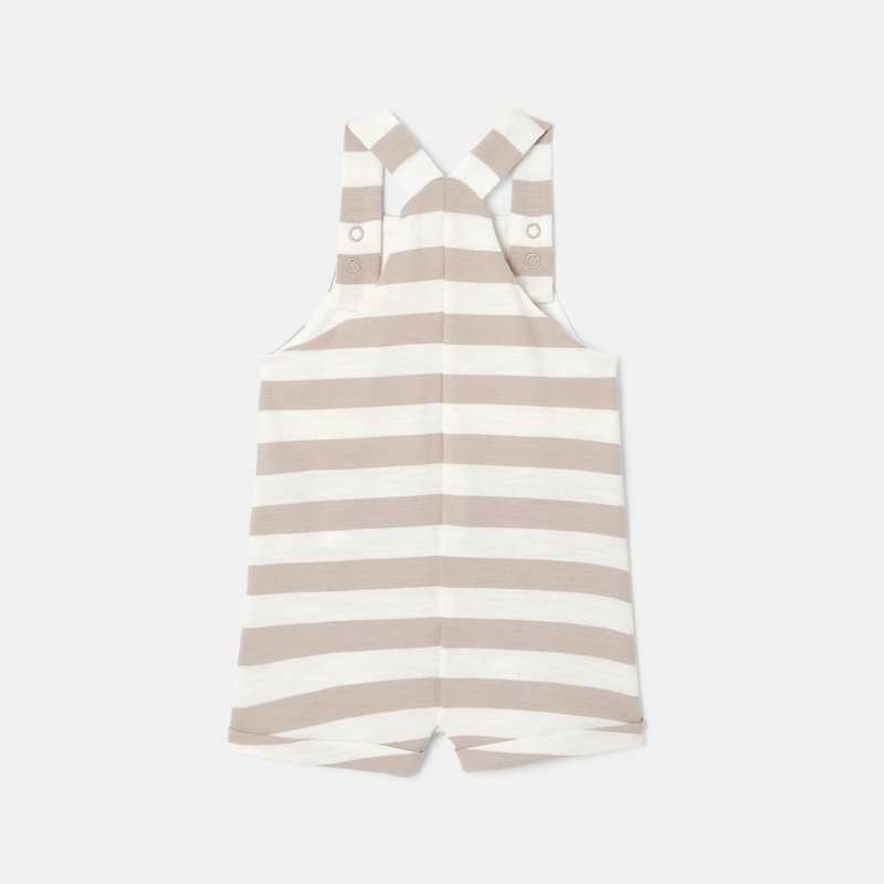 Salopette courte en molleton de coton bio beige mixte Absorba