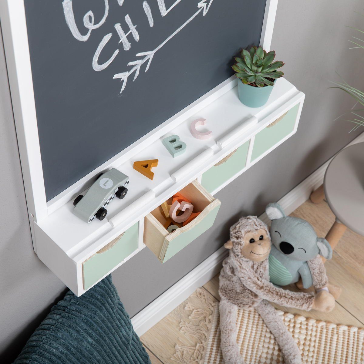 MUSTERKIND® Wandtafel Juncus, weiß/mint