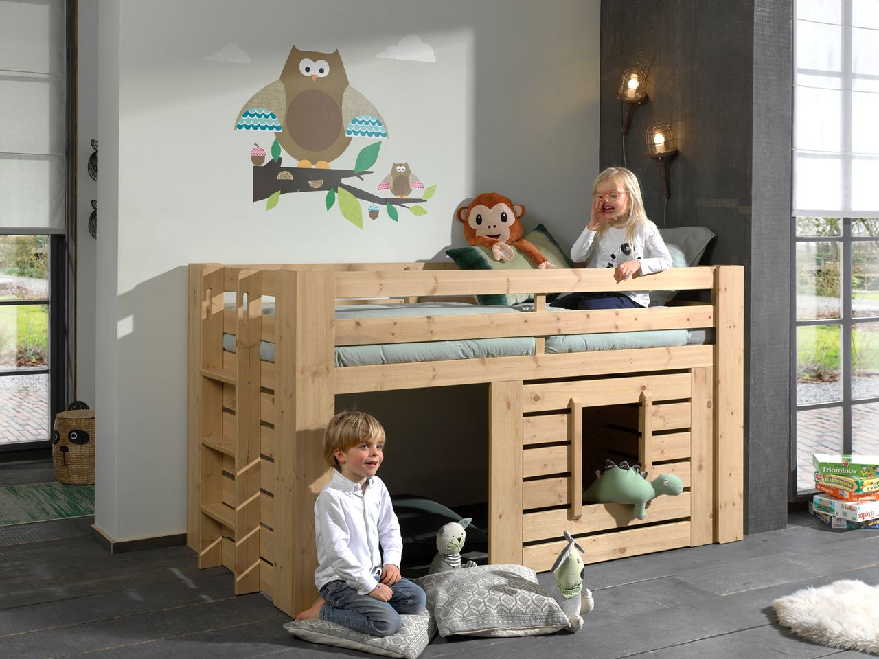 VIPACK Hüttenbett, 90 x 200 cm, Ausf. Kiefer Farbe Oak