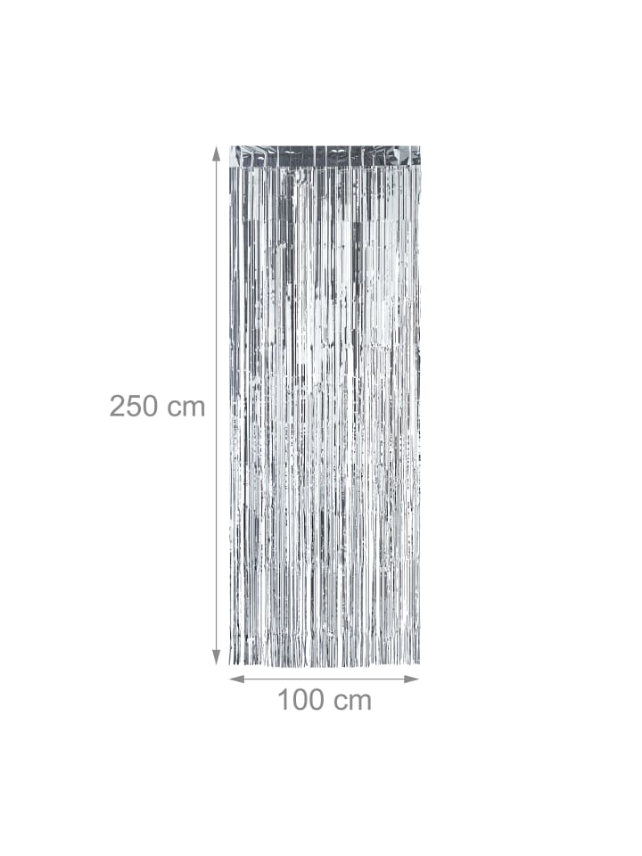 relaxdays 2er Set Partyvorhänge in Silber - (L)250 x (B)100 cm günstig kaufen onesize