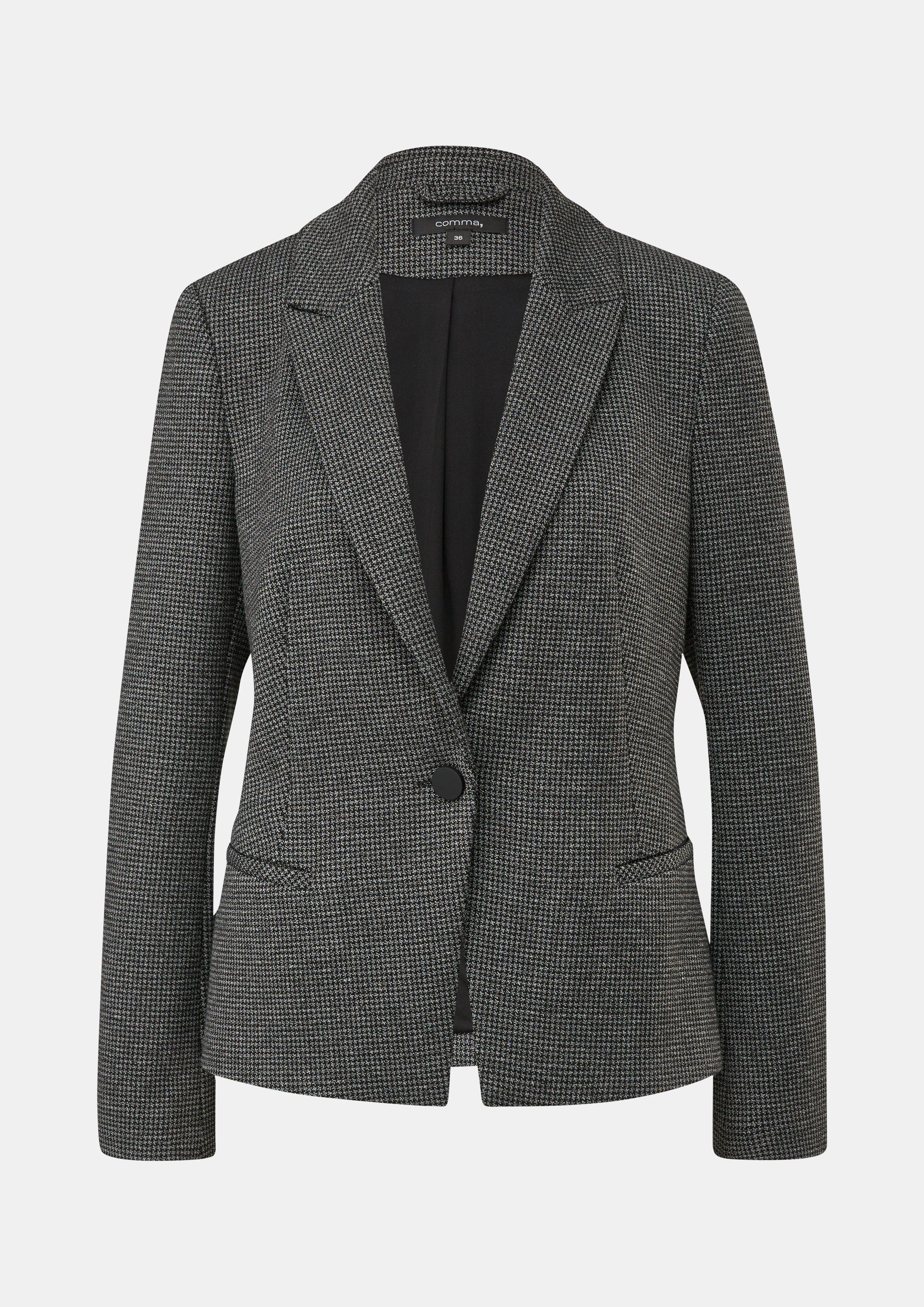 Blazer mit Pepita-Muster - schwarz