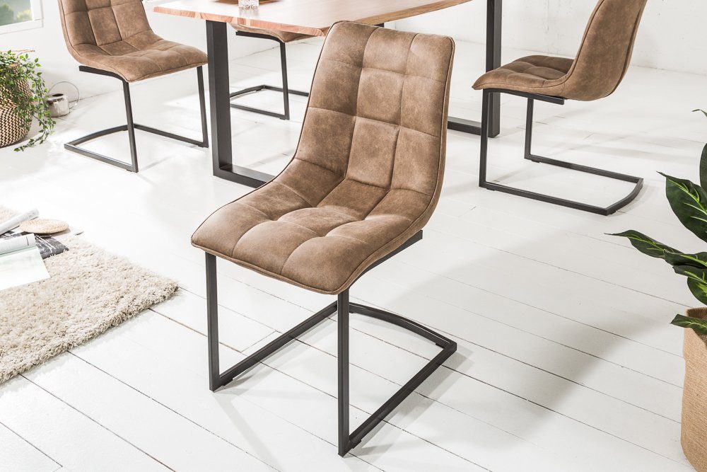 riess-ambiente Freischwinger MIAMI taupe braun / schwarz (1 St), Esszimmer · Microfaser · Metall · Industrial