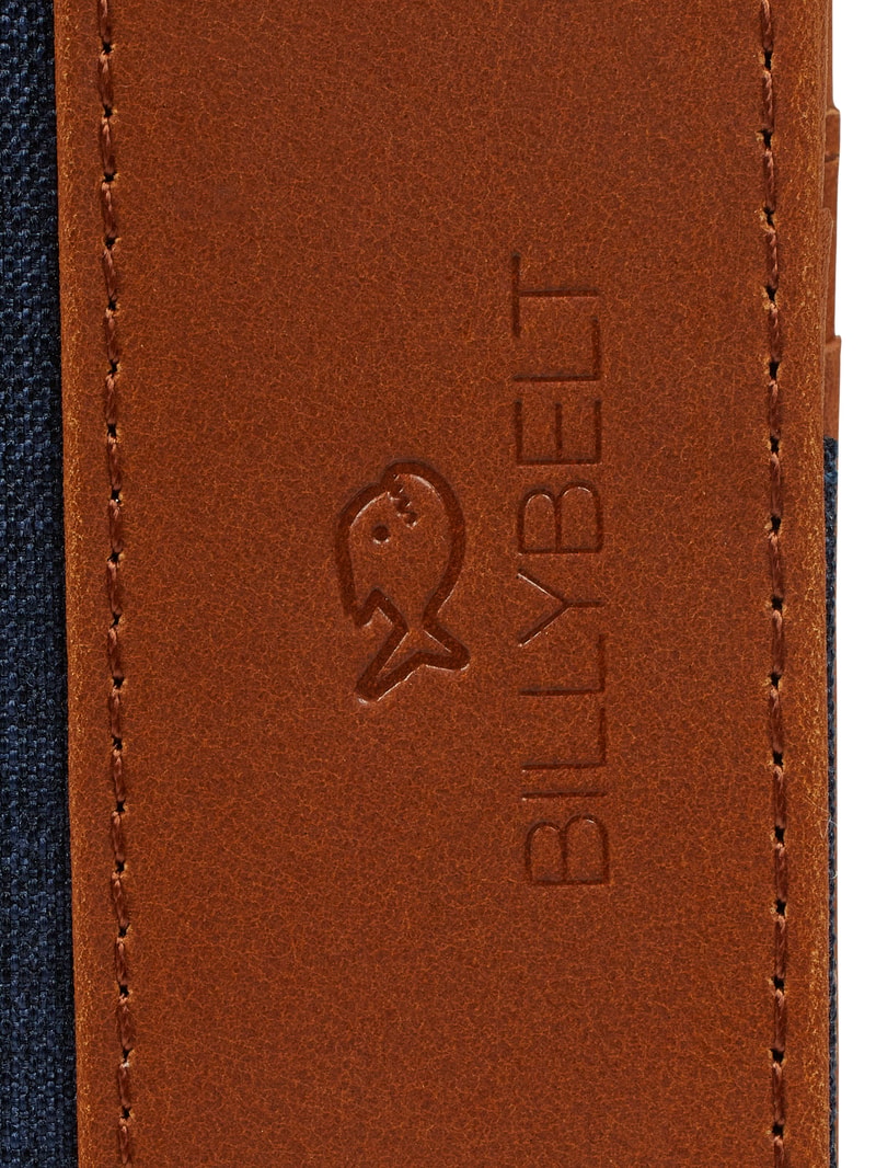 Portemonnaie aus Leder und Textil in blau