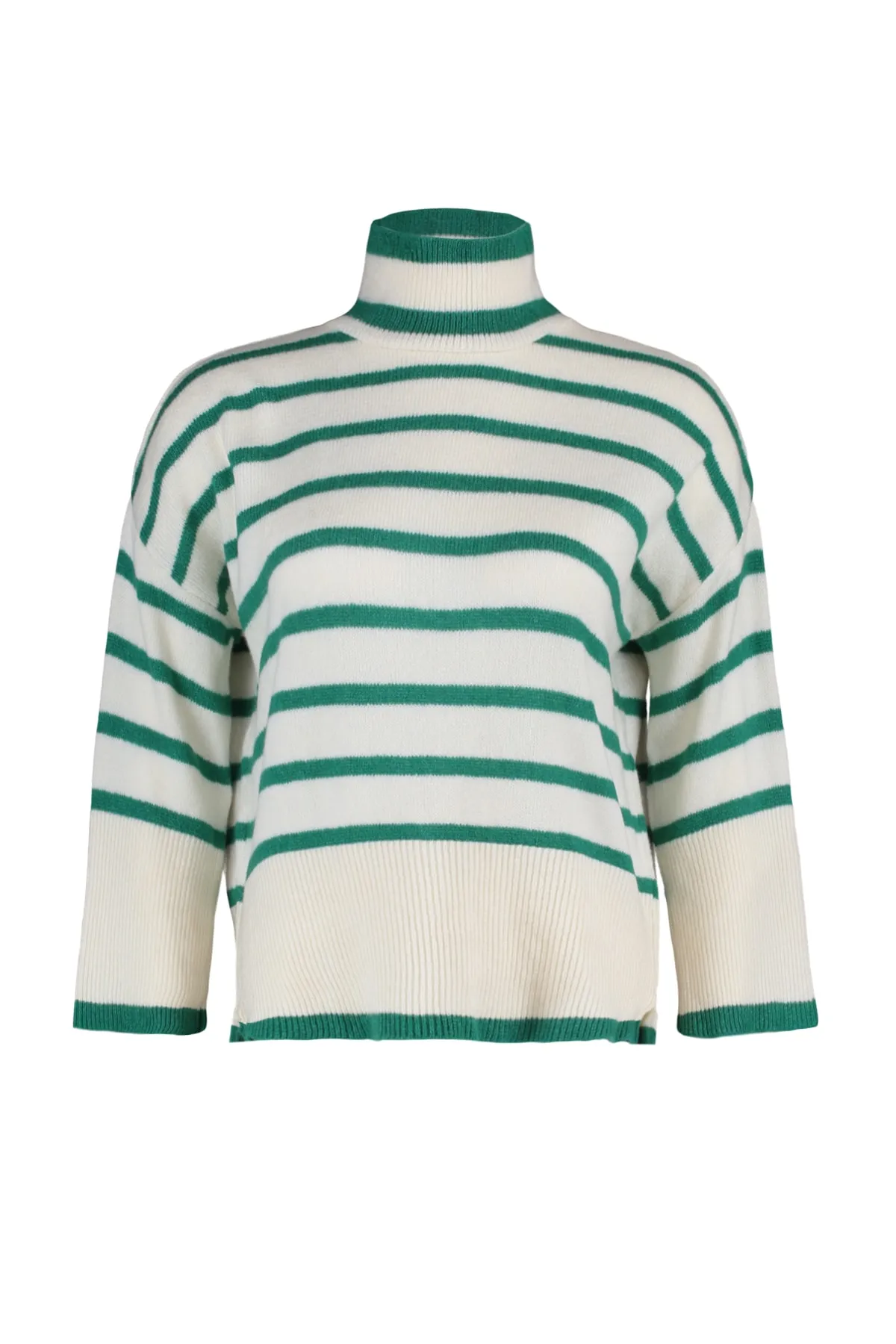 Trendyol Curve  Grün gestreifter Strickpullover TBBAW23AN00015