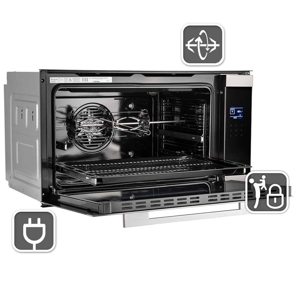 KKT KOLBE Einbaubackofen Backofen Elektroherd EB9105ED, DampfClean, 90cm / 96 l / TouchSelect / Drehspieß / Teleskopauszüge / ComfortClean