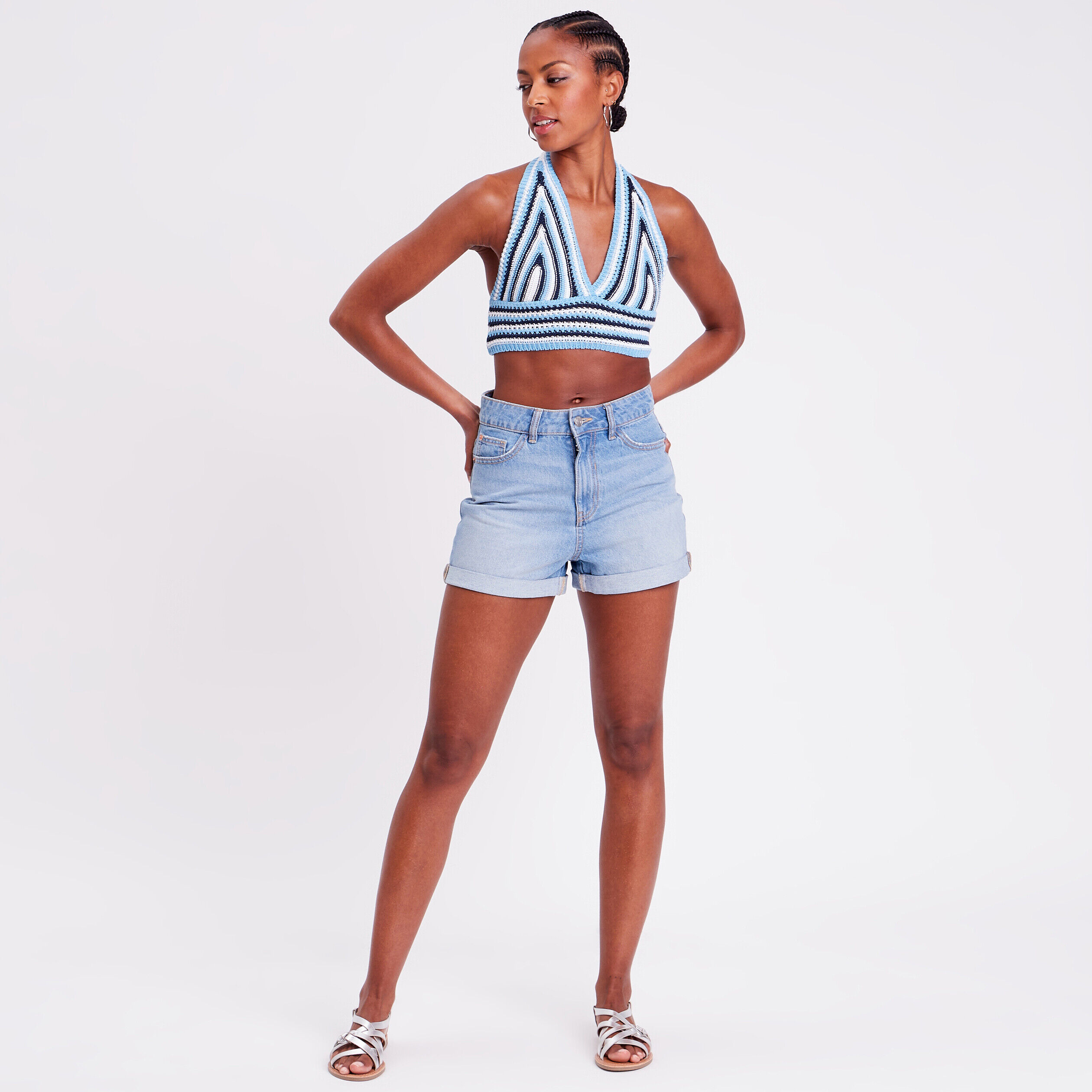 Crop top en crochet bleu femme | Cache Cache