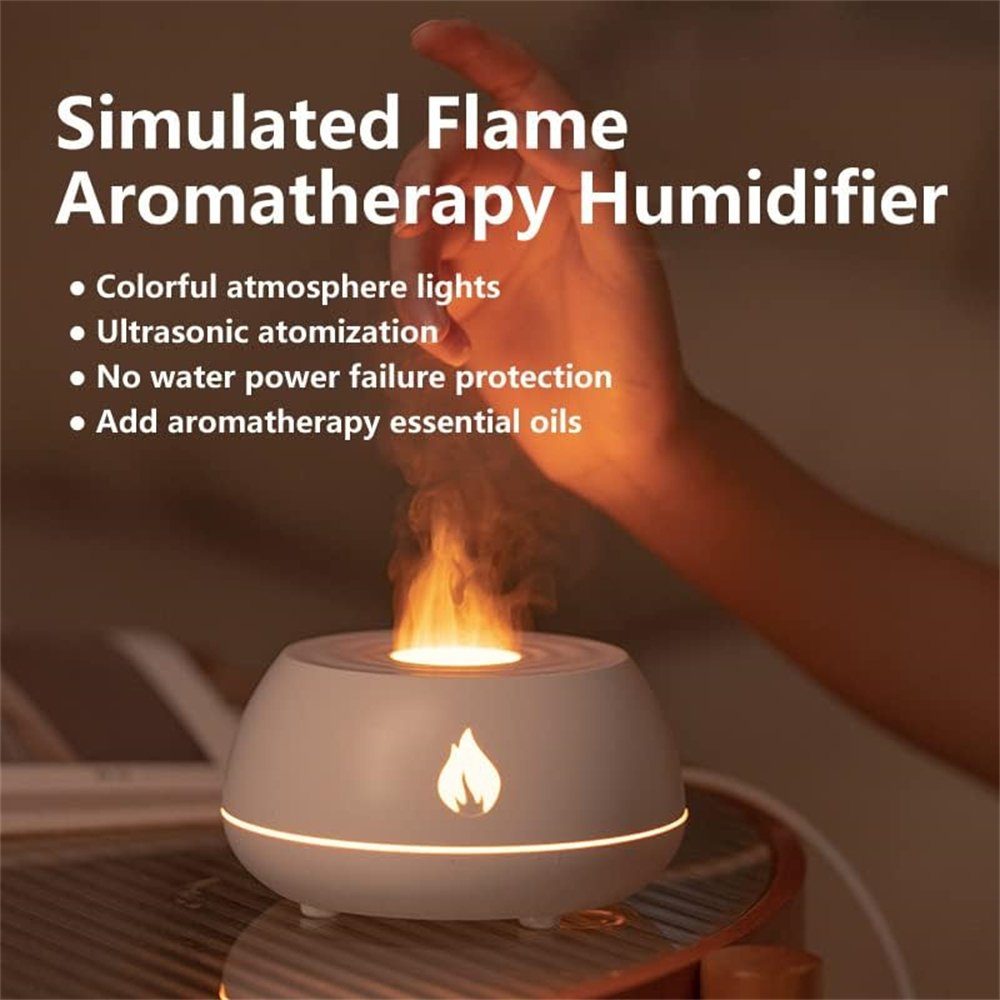 Perfine Luftbefeuchter Flammenaromatherapiegerät, 7-Farben-Leuchtbefeuchter, Für Zuhause, Schlafzimmer, Yoga, Büro mit Auto-Power-Off-Schutz.