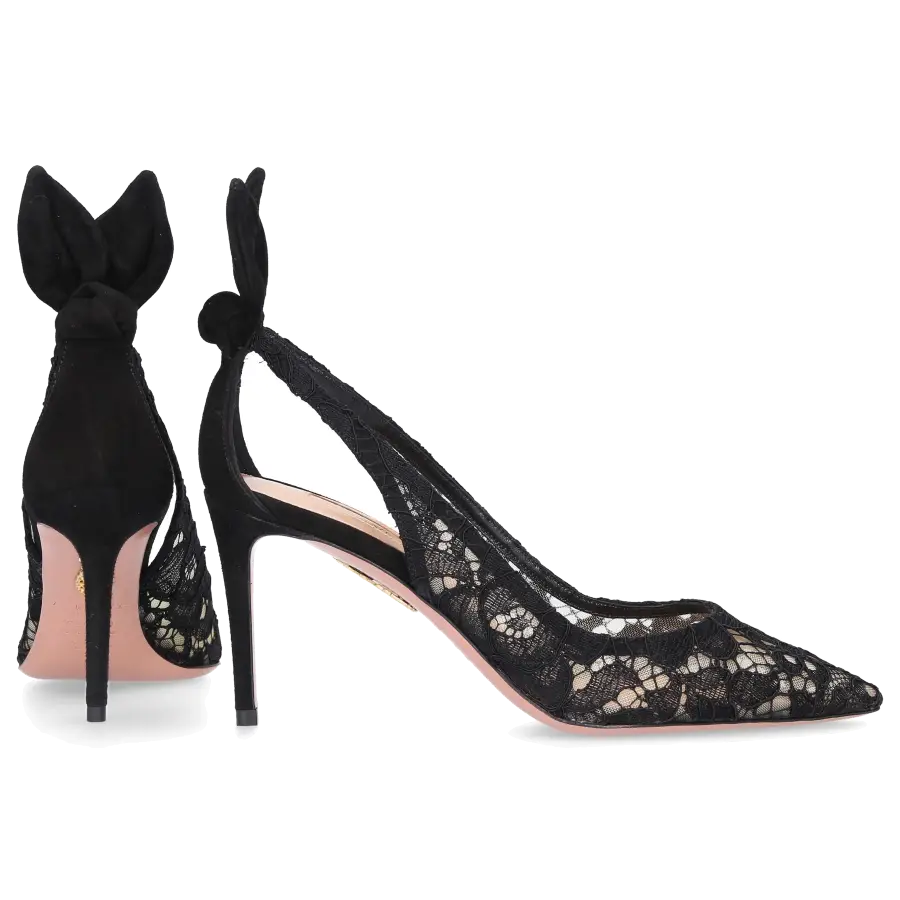 Aquazzura - Pumps BOW TIE 85 Spitze - schwarz