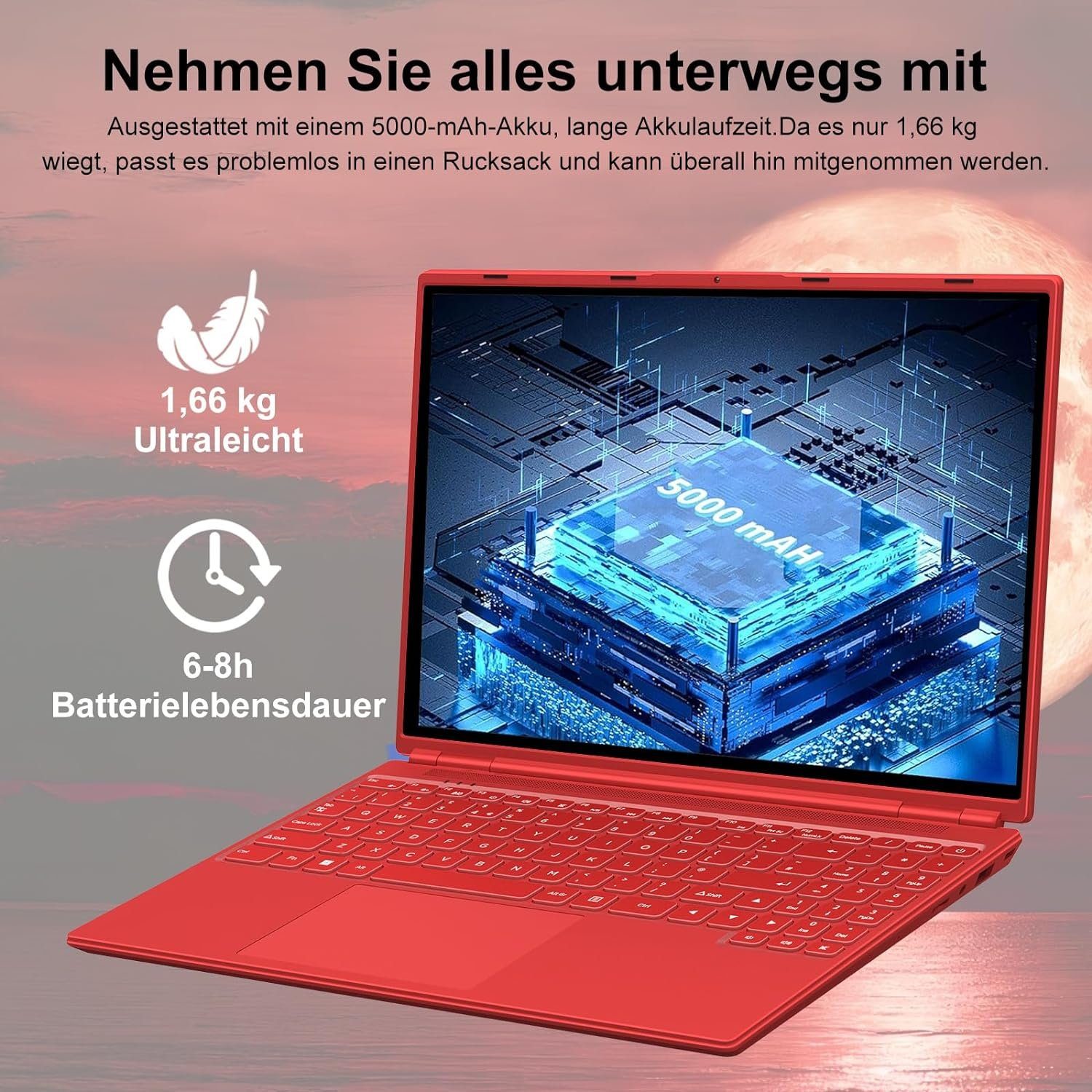 AOCWEI A6 Notebook (Intel Celeron N5095, UHD 600, 512 GB SSD, FHD 2,9 GHz Speicherplatz bieten beeindruckende Darstellung schnellen)