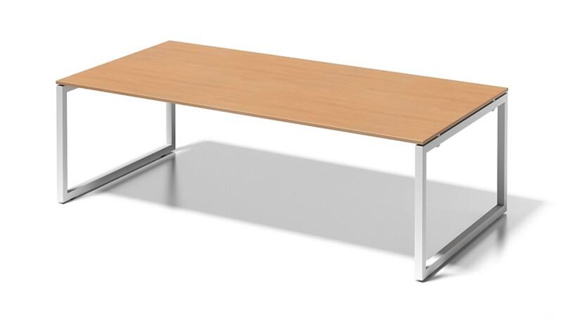 Cito Chefarbeitsplatz/Konferenztisch, 740 mm höhenfixes O-Gestell, H 19 x B 2400 x T 1200 mm, Dekor buche, Gestell verkehrsweiß