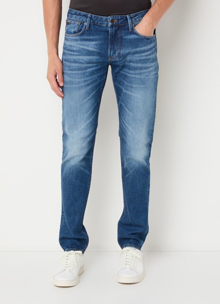 Blugi Emporio Armani cu croială dreaptă, decolorare închisă