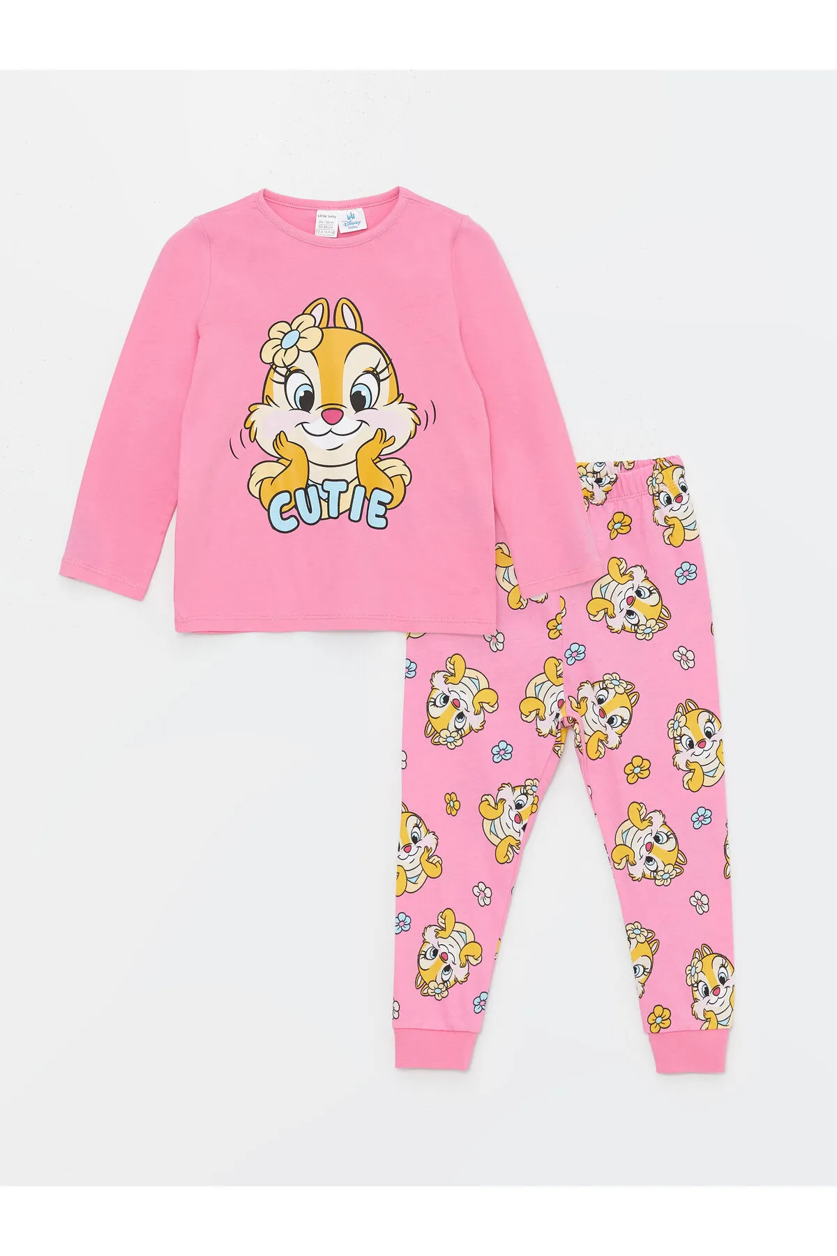 LC Waikiki  Langarm-Pyjama-Set mit Chip&'n Dale-Aufdruck und Rundhalsausschnitt für Babys
