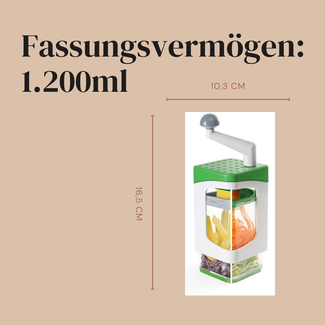 Genius Gemüseschneider Nicer Dicer Julietti 17 Teile, Zoodle Maker + Würfelschneider in einem Set für Spiralen und Würfel