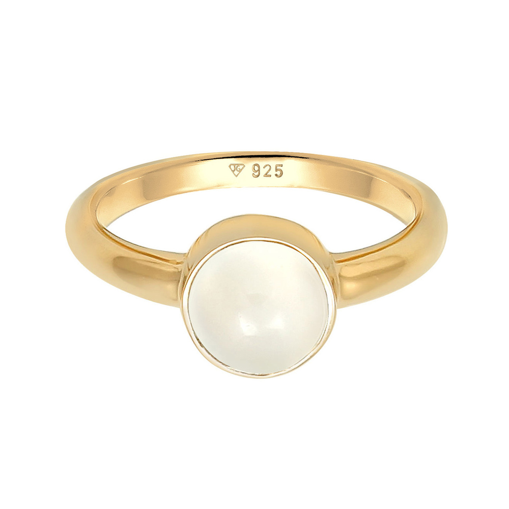 Elli Elli Bague Femmes Solitaire avec Pierre de Lune en Argent Sterling 925 Bague