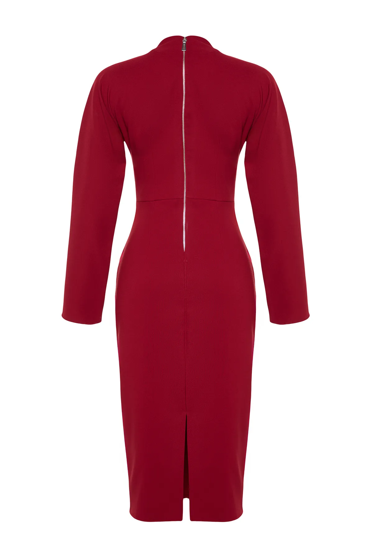Trendyol Collection  Burgunderfarbenes, figurbetontes Midi-Webkleid TWOAW24EL00299