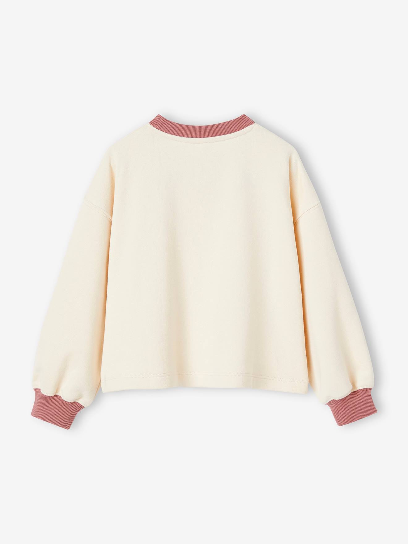 Vertbaudet Kurzes Mädchen Sport-Sweatshirt - wollweiß