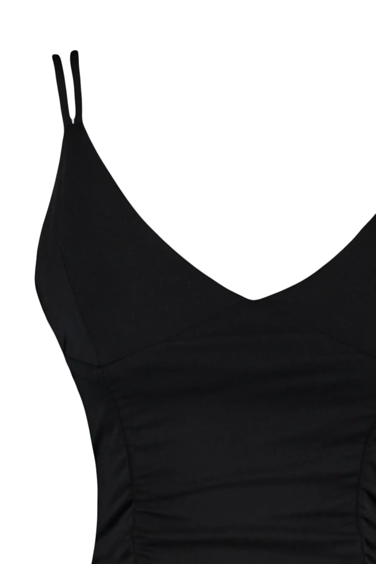 Trendyol Collection  Schwarzer Strick-Sport-BH mit V-Ausschnitt und doppelten Trägern, unterstützt/styling TWOAW23SS00041