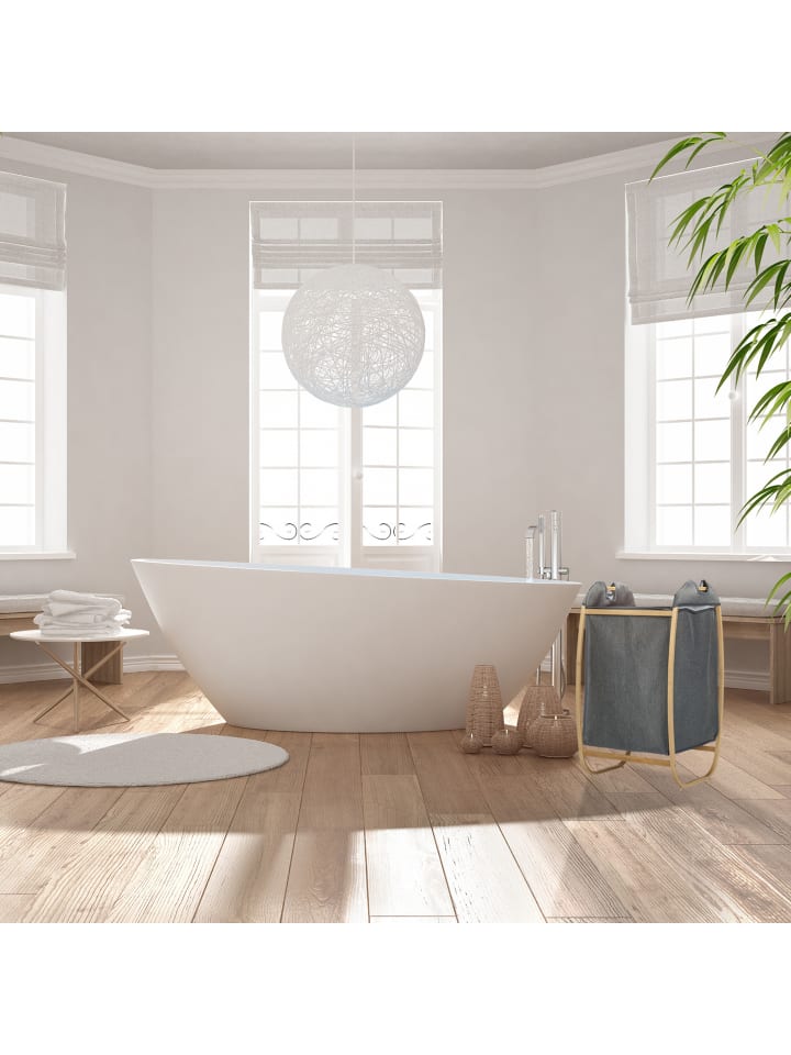 relaxdays Wäschekorb in Grau/ Natur - (B)44 x (H)80 x (T)43 cm günstig kaufen onesize