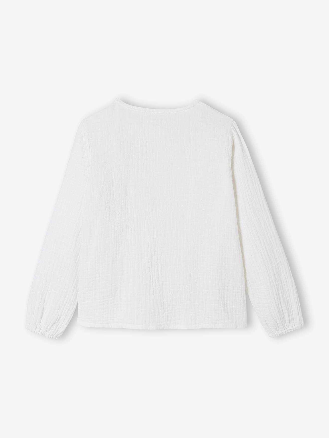 Blouse volantée en gaze de coton fille blanc