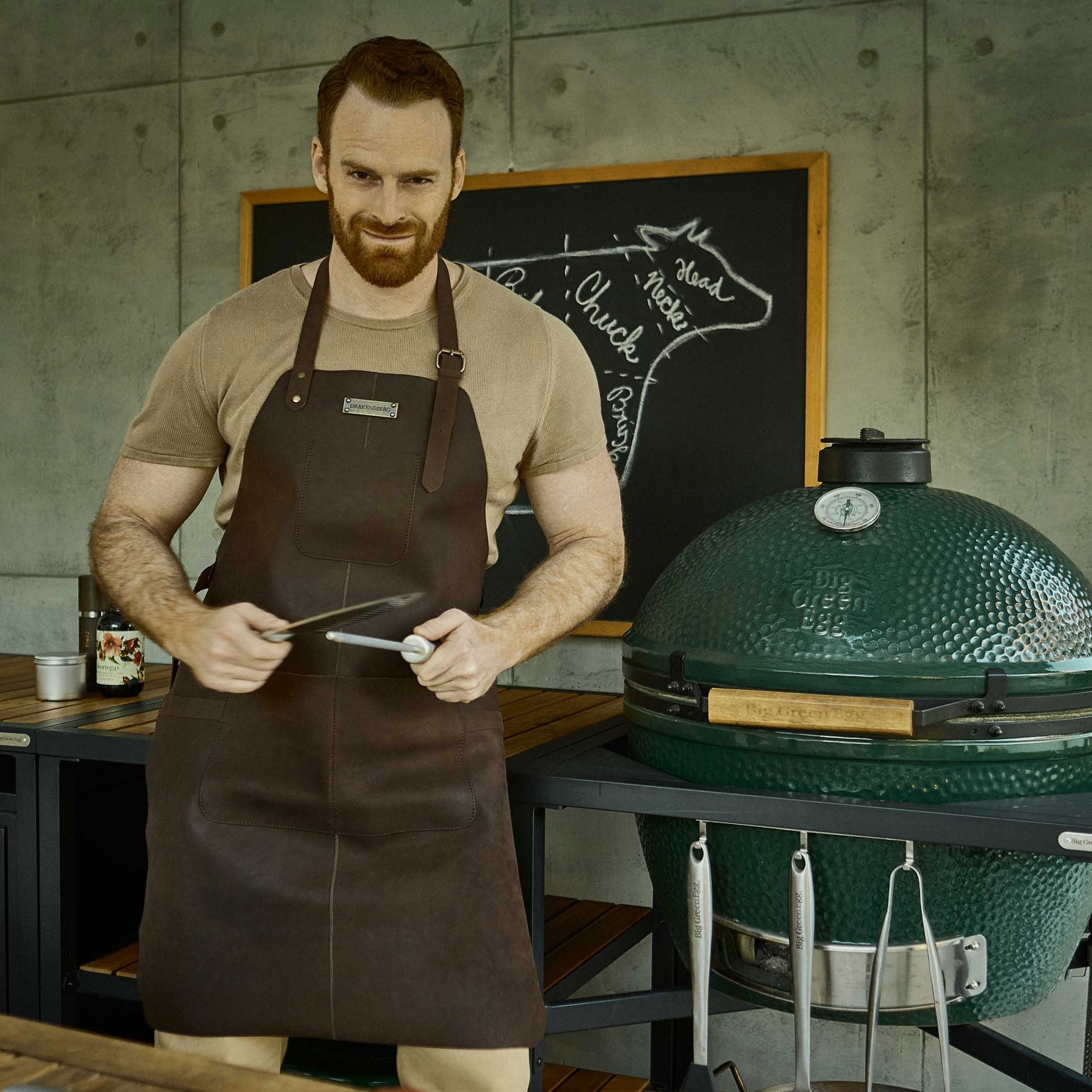 DRAKENSBERG Grillschürze Herren Bob Kaffee-Braun, Premium Leder Koch- und Grillschürze für Männer, strapazierfähig