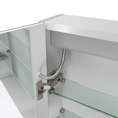 AQUALAVOS Badezimmerspiegelschrank Bad Spiegelschrank mit LED Kaltweiß Beleuchtung IR Sensor Wandschrank 50x70 cm, mit 1 Türig, Doppelseitige Glasspiegel, Soft-Close-Funktion