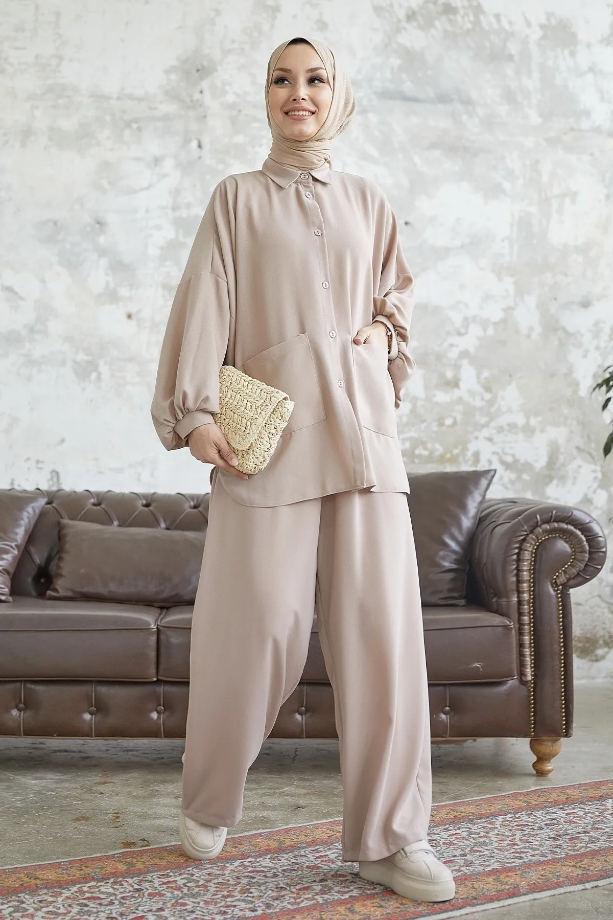 InStyle  Muno Lässiges Set mit Ballonärmeln - Beige